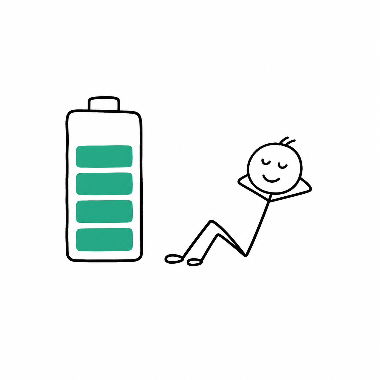Ilustração representando descanso e recuperação de energia
