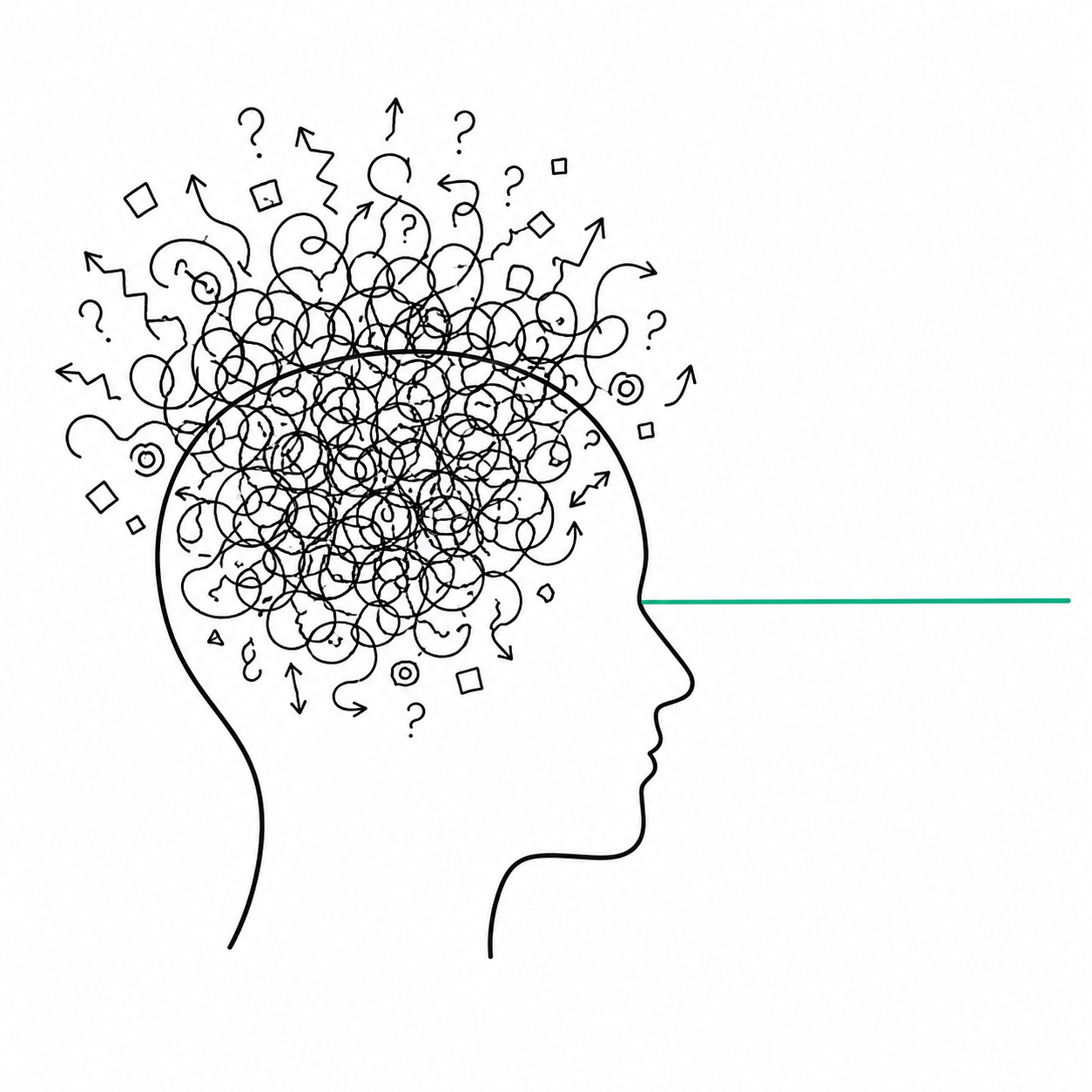 Ilustração representando sobrecarga mental e o início da clareza