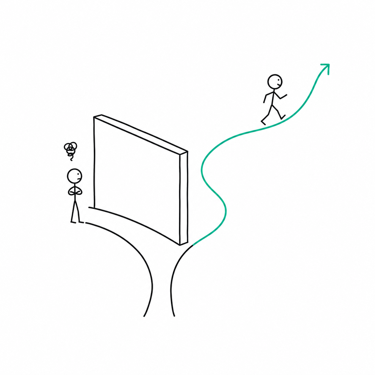 Ilustração representando mentalidade fixa e mentalidade de crescimento